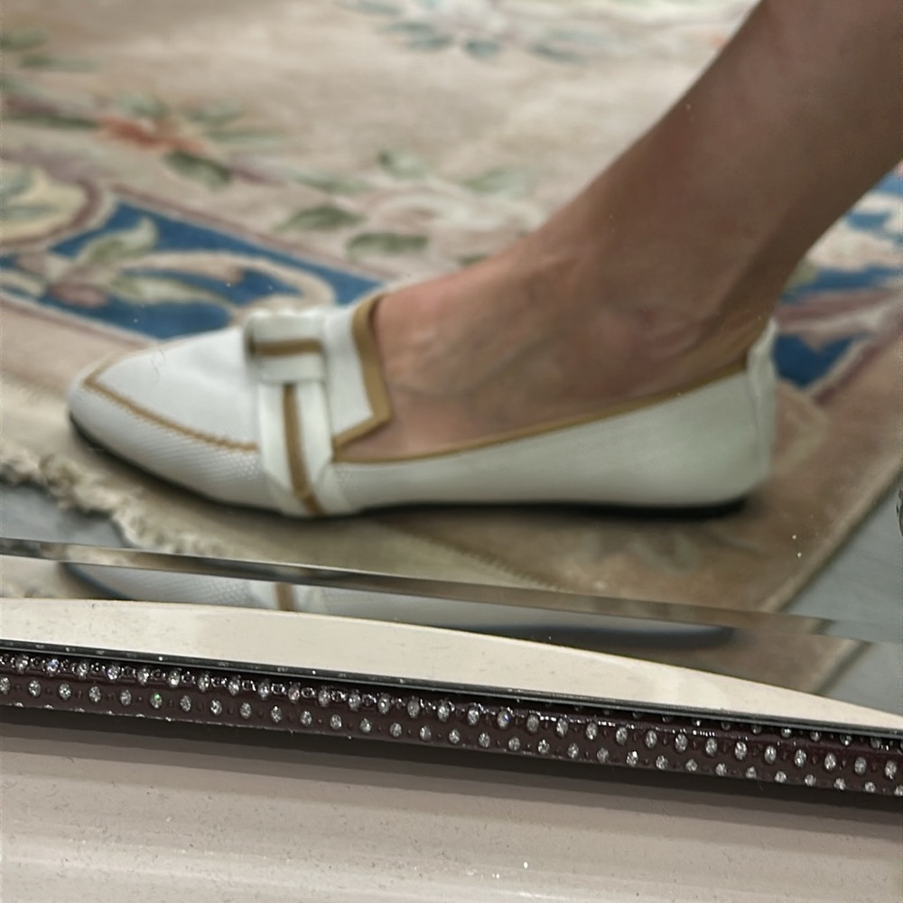 Elegant White and Tan Women's Loafers